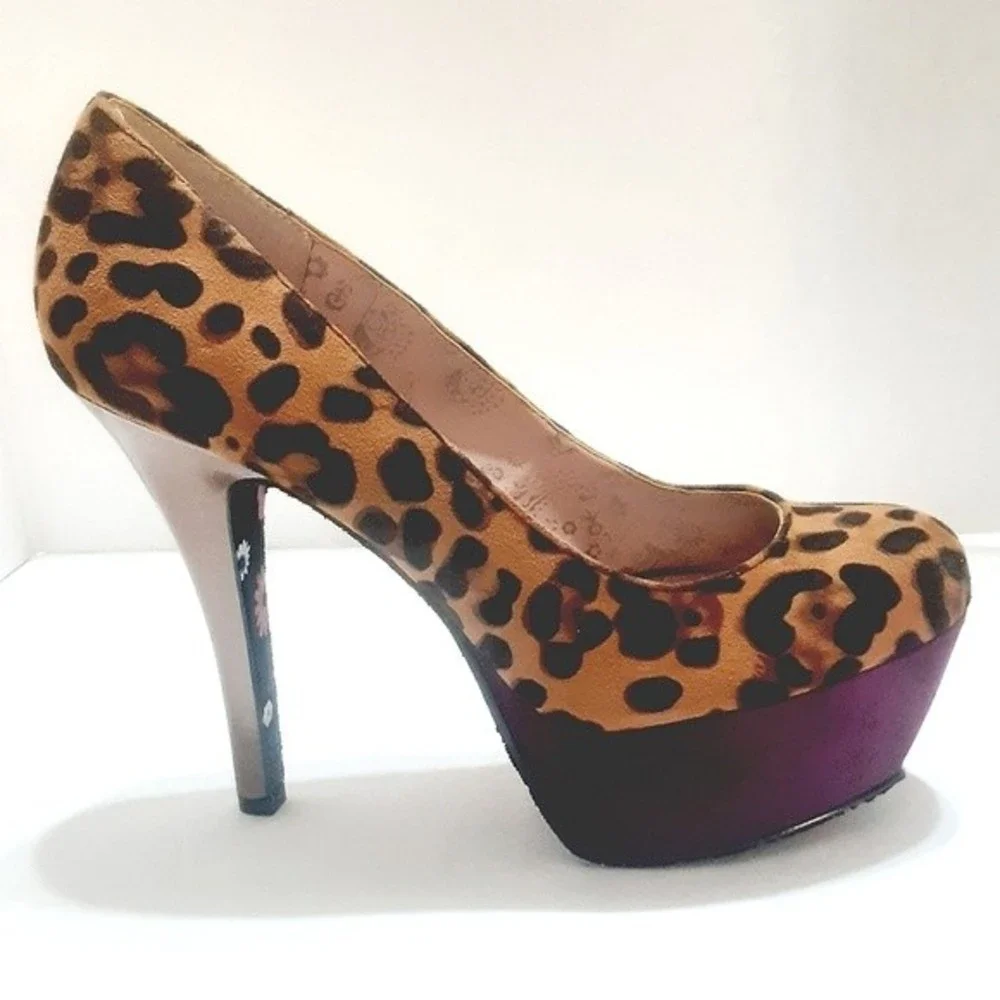 Betseyville By Betsey Johnson Leopard Platform Stiletto Heels US 9.5 Sexy High